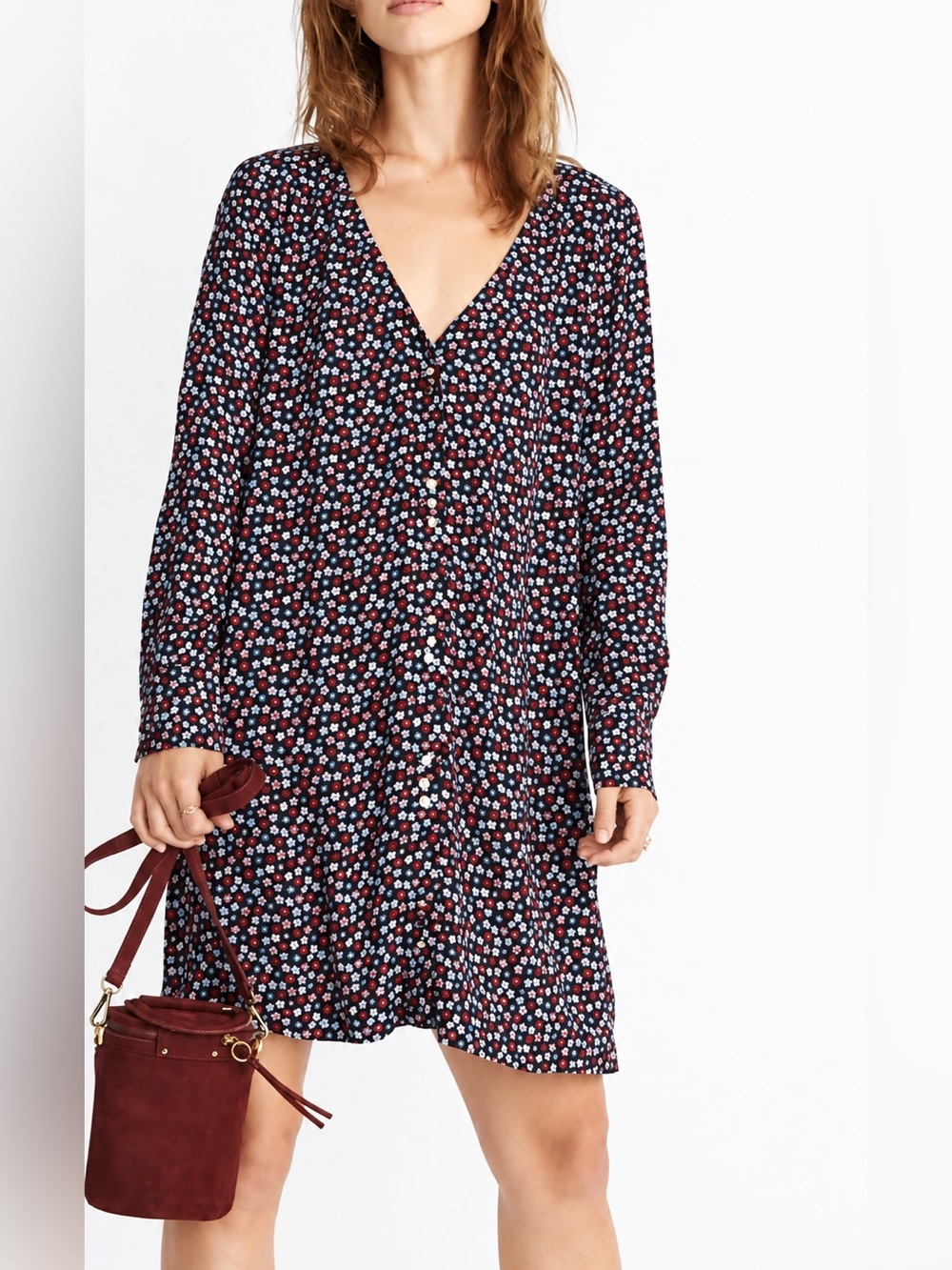 Madewell button front mini dress in petit blooms, small